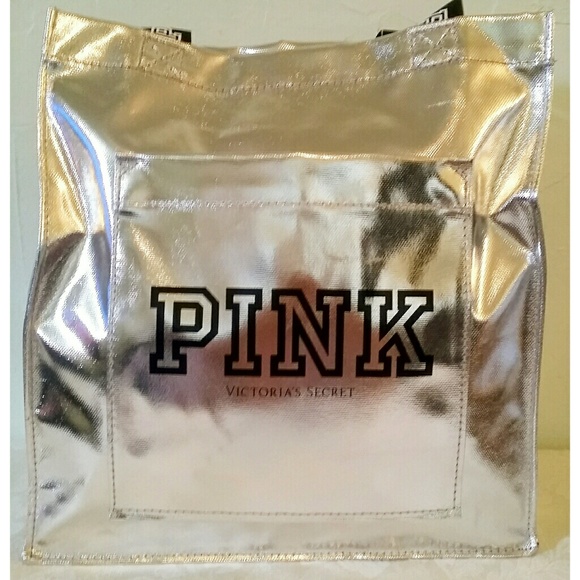Pink Victoria's Secret Tote. Silver NWT - Picture 3 of 5